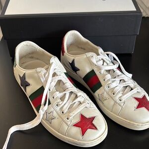 Gucci Ace Star Embroidered Leather Sneakers (Women’s EU 38 / US 7.5